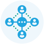 Connected people network icon.