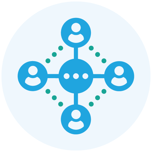 Connected people network icon.