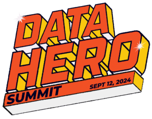 Text logo "Data Hero" with summit date Sept 12, 2024, the second annual Data Hero Summit by Profisee.