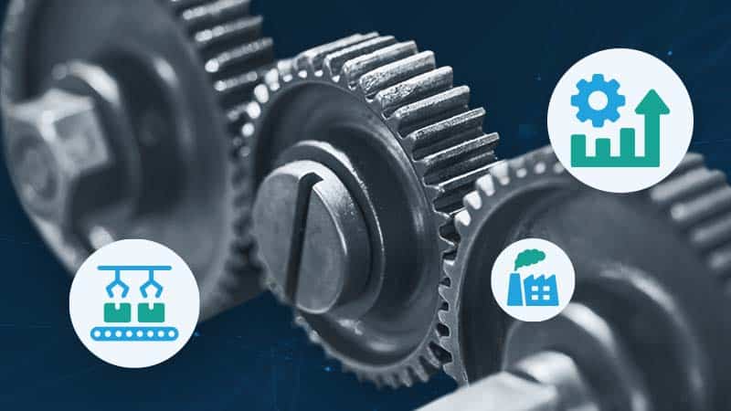 Gears working together to power operations in manufacturing.