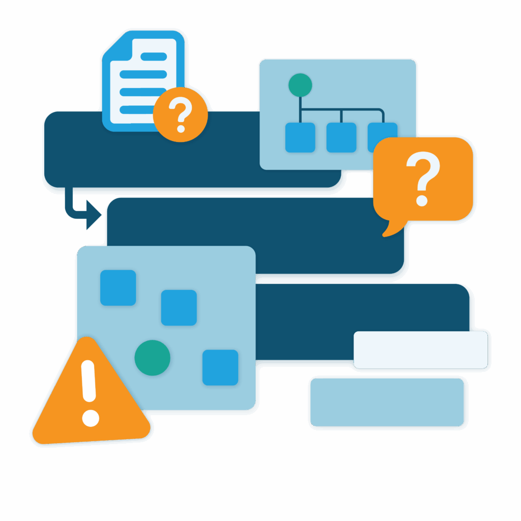 Graphic of different data formats covered by an error icon.