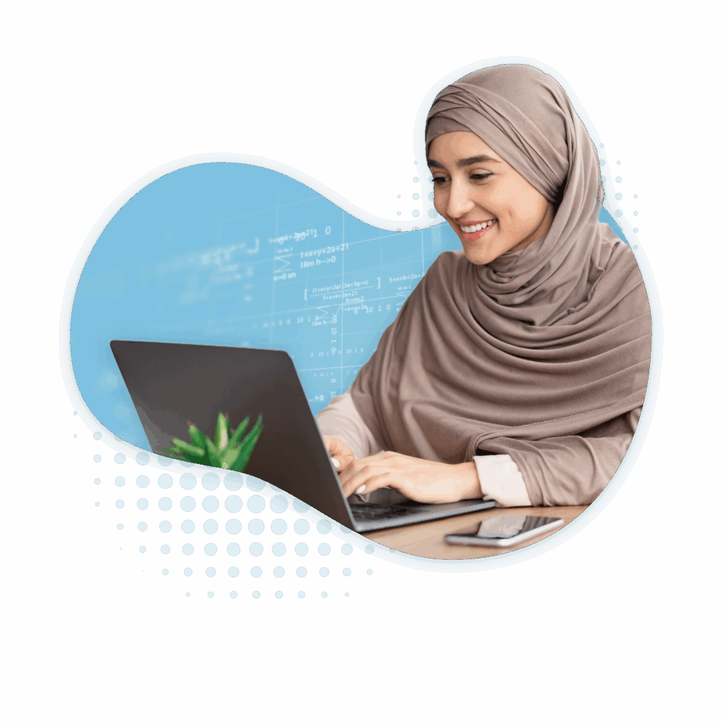 Image of woman working on a laptop with a screen shot of submitting a prompt on Aisey.